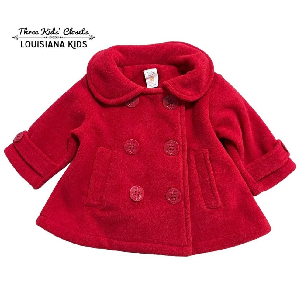 Starting Out 12m Red Fleece Peacoat Coat